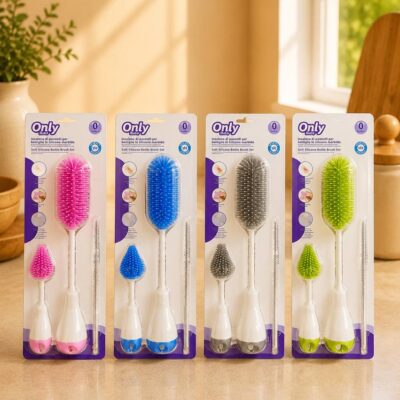 ست برس شست‌وشوی شیشه شیر Only Baby مدل F543211 سه‌تکه سیلیکونی