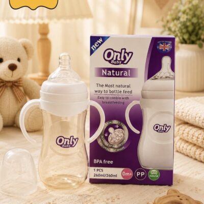 شیشه شیر دسته‌دار Only Baby Natural ظرفیت 260 میلی‌لیتر