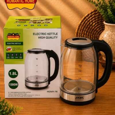کتری برقی شیشه‌ای Romantic Home مدل PERRY-7R ظرفیت ۱.۸ لیتر